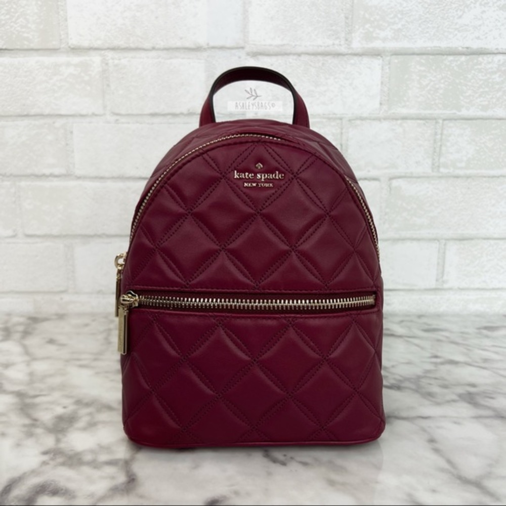 Kate Spade Natalia Burgundy Mini Convertible Leather Backpack